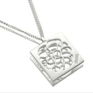 Chanel 925 Silver Open Camellia Flower Necklace